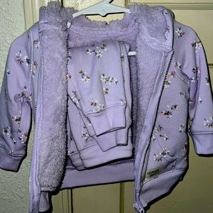 Oshkosh B’gosh purple pant set. Very warm and cozy for the cold weather.